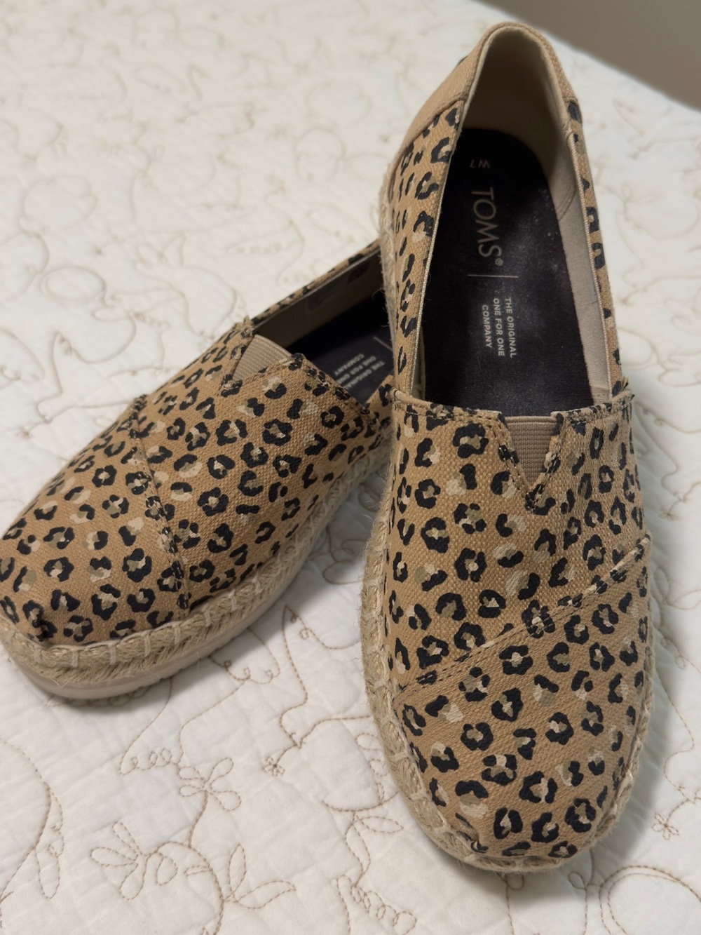 TOMS Leopard-Print Espadrille Slip-On in Tan and Black